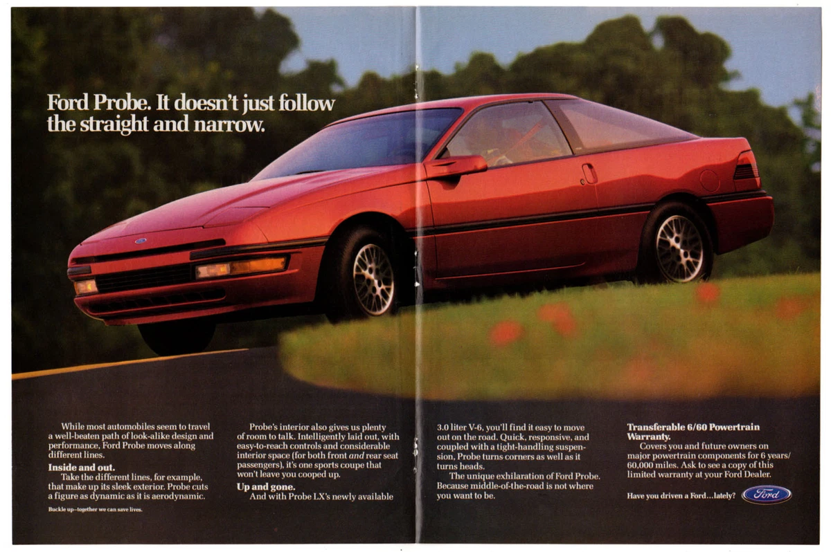 1990 FORD Probe Vintage Original Centerfold Print AD | Red car coupe photo  USA | eBay