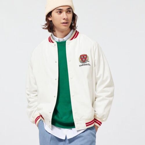 GU UNIQLO Men's XS (US XXS) Thin Letterman Jacket Stajan Harvard Univ. Logo - Picture 8 of 12