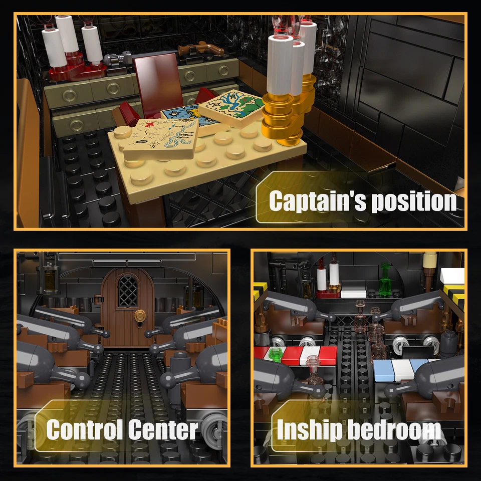 Mould King 13186 Black Pearl Pirate Ship Boat Clamp Building Block Kit Toy MOC - Image 3 of 4