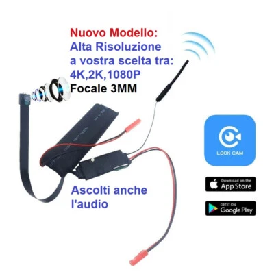 MAKA TELECAMERA AHD 4K MICRO CAMERA MINICAM IP WIFI P2P AUDIO 1ORA OCCULTABILE FACILE