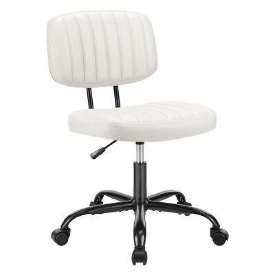 Office Chair Armless Adjustable Height PU Leather Ergonomic for
