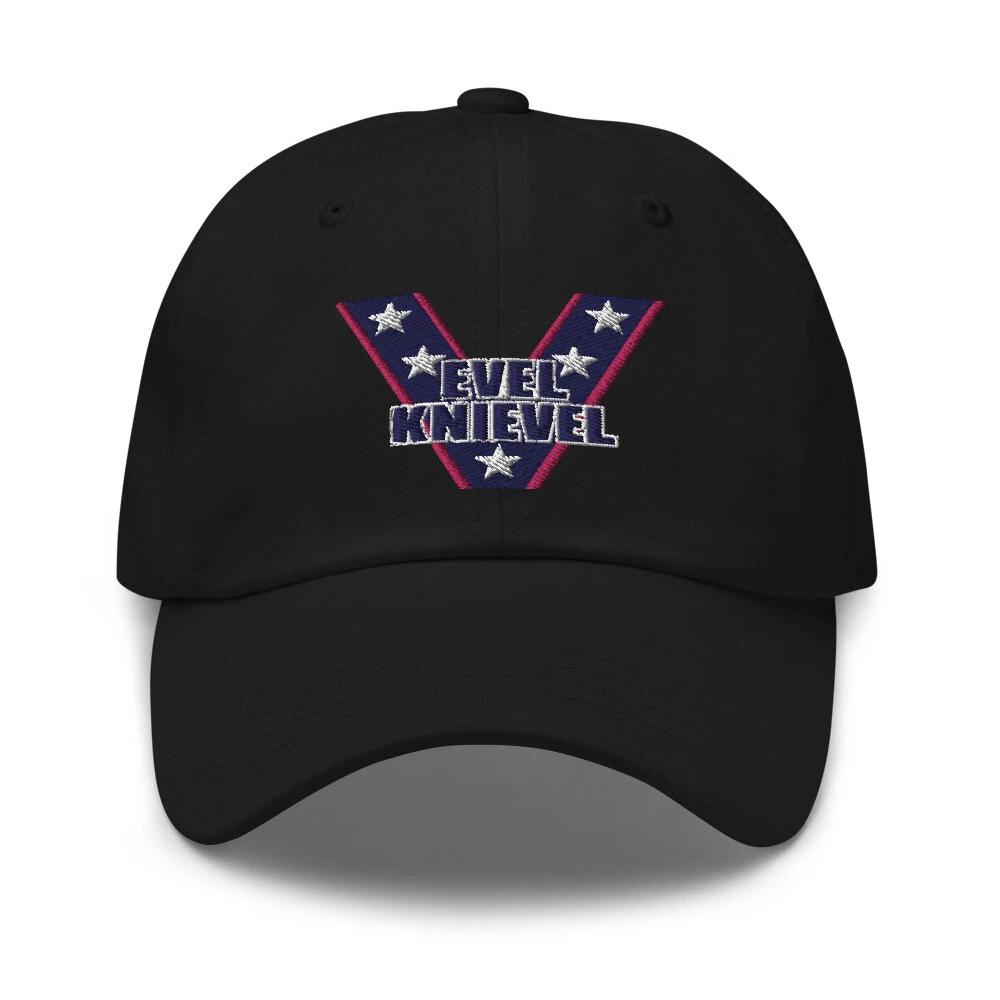 EVEL KNIEVEL VINTAGE "V" LOGO-DAD HAT IN BLACK