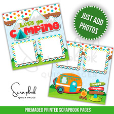 Camping Summer Scrapbook Pages PRINTED Premade Scrapbook Quick Pages 130