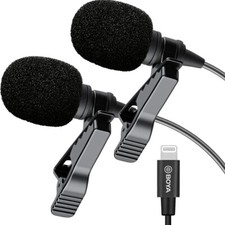 iPhone Microphone iOS Omnidirectional Dual Lavaliere Lapel Mic Lightning Connect