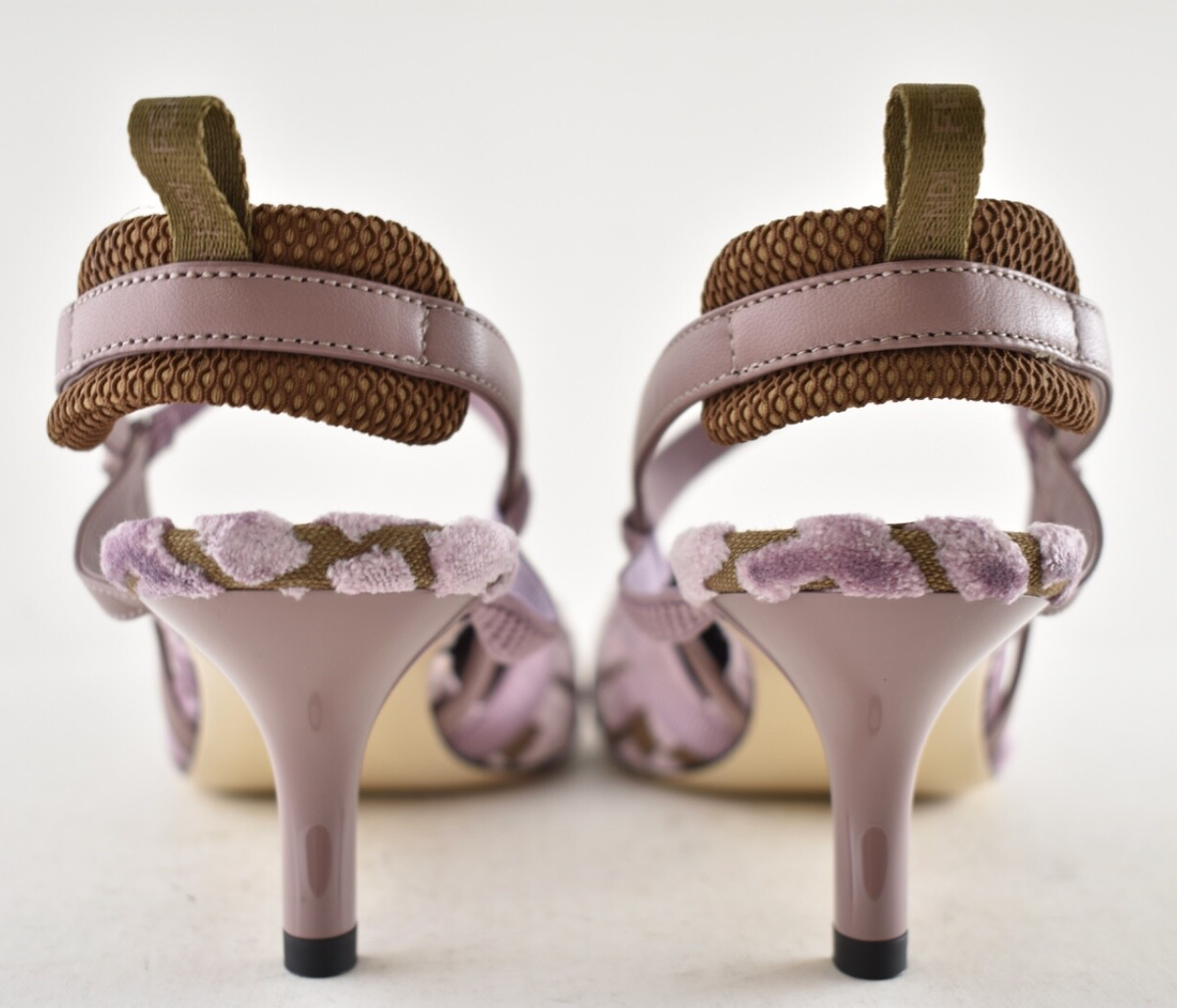 Fendi Colibri Lite Mauve Pink FF Logo Pointed Slingback 55 Kitten