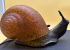 Vintage 1980s Amber Tiffany  Glass & Brass Snail Table Lamp 9Lx5Wx6H