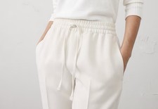 NWT Banana Republic High Rise Tapered Ankle Pant Cream Size L Bi-Stretch