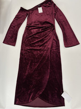Women's Nobody's Child Virgo Midi Dress Plain Occasion Burgundy Size 12