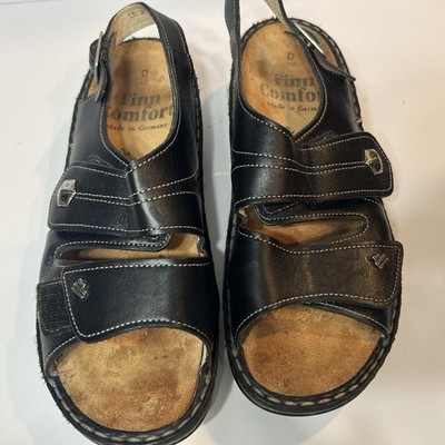 Finn Comfort Jamaica Silver Black  Slides Sandals EUR 38 7.5-8