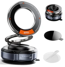  Upgraded Suction Cup Phone Mount 360° Zinc Alloy Phone Stand Vacuum Gunmetal