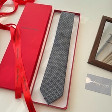 NWT Ferragamo Designer Silk Tie Men's Luxury Formal Business Classic