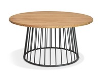 Couchtisch Wohnzimmertisch Luan Metallgestell Massivholz Eichenholz Ø 80 Cm Rund