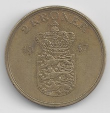 D&auml;nemark  K&ouml;nig Frederick IX (1947 - 1972) 2 Kronen 1957