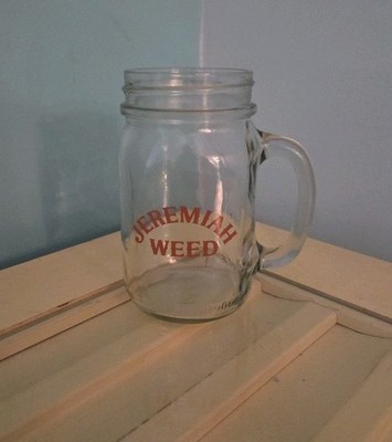 Jeremiah Weed Bourbon Whiskey 16oz Jam Jar Glasses with Handle (Aa-30)