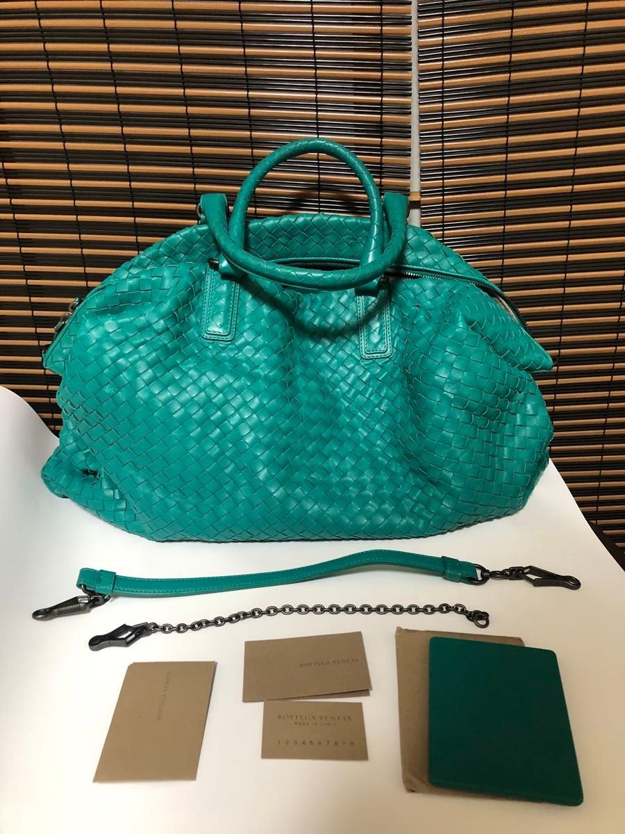 Bottega Veneta Turquoise Leather Tote Bag