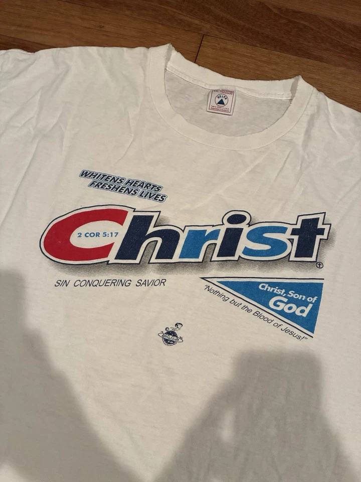 Vintage Jesus Tee Christ Parody Shirt Kerusso 1998 XXL 2XL  - Image 4 of 4