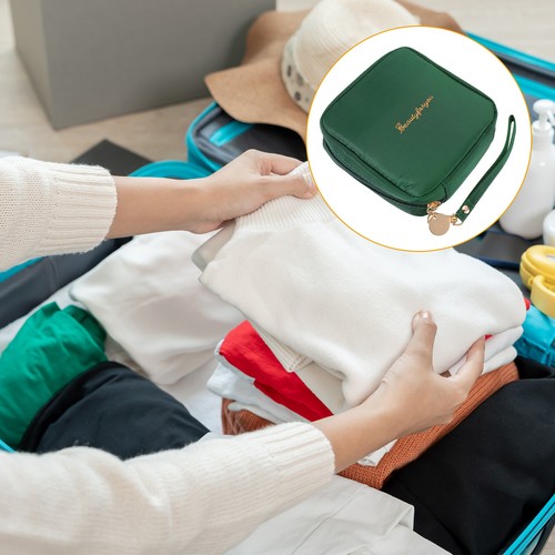 Mini Makeup Bag for Purse, Cute Preppy Zipper Travel Cosmetic Bags, Green - Imagen 7 de 7