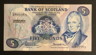 Banknote Of Scotland Five Pounds Bank Of Scotland Dated 1970. Excellent Cond.