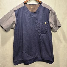 Carhartt Men s Scrubs Ripstop Shirt Size Medium Navy Gray Medical Nurse Dental