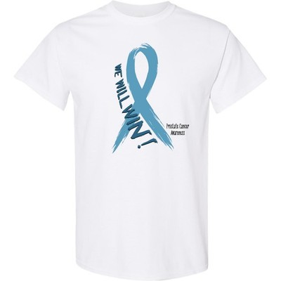 Inktastic We Will Win Against Prostate Cancer Ribbon T-Shirt Awareness Hope Walk