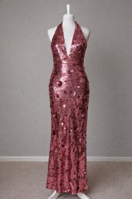 Oh Polly Nolira Pink Sequin Halter Maxi Dress US 2 | eBay
