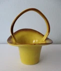 Vintage Hull Pottery USA #418 Yellow w/brown basket vase - beautiful condition