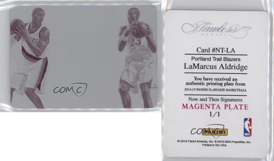 Placa de impresión impecable Panini 2014-15 magenta 1/1 LaMarcus Aldridge #NT-LA 7ud Foto 3 de 3
