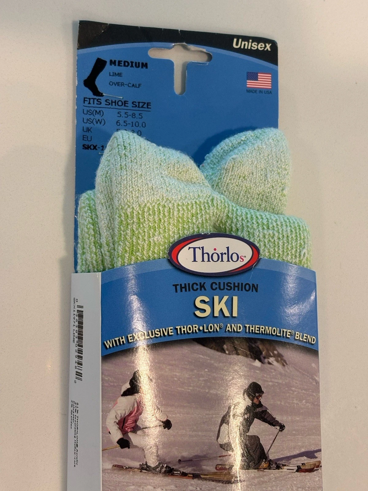 Thorlo Adult Over-the-Calf US Ski Team Outdoor Socks Unisex White New Skiing