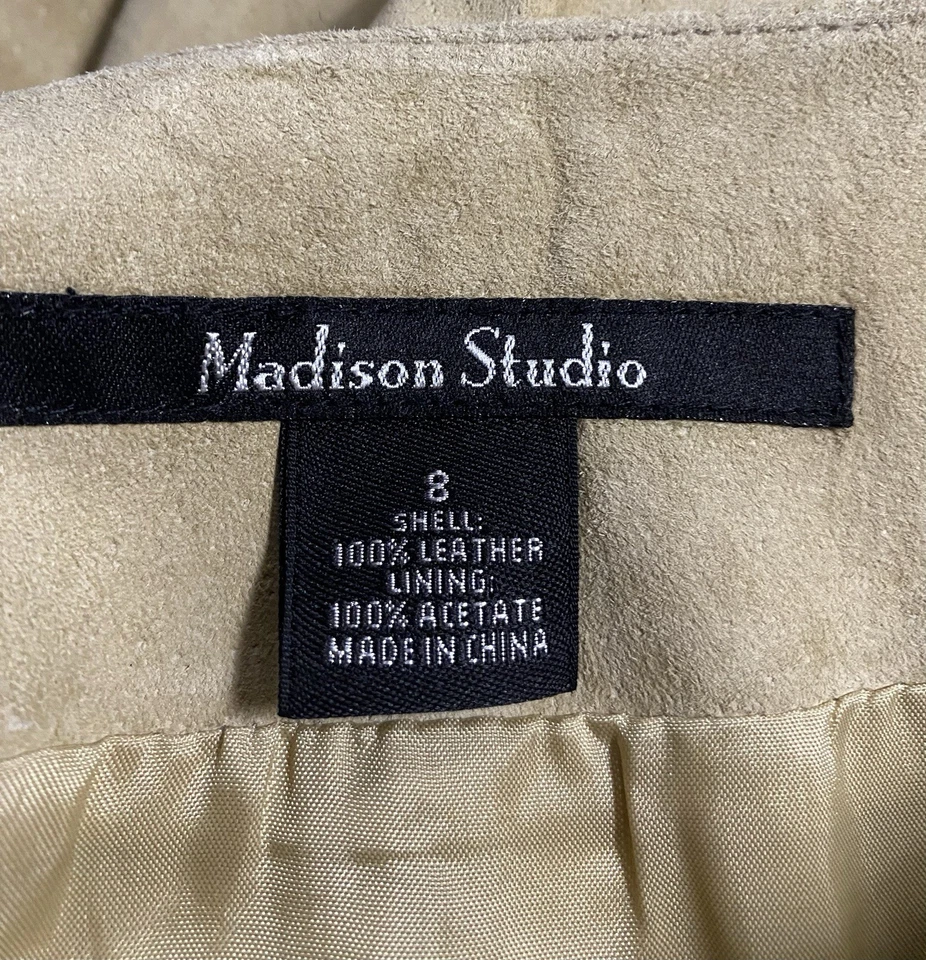 Madison Studio женщин 8 новый с Ярлыками желтовато-коричневый замши кожи мини карандаш юбка Рекомендуемая розничная цена производителя $115 - Изображение 3 из 4