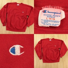 vtg 80s CHAMPION reverse weave embroidered sweatshirt YOUTH LARGE usa made blank