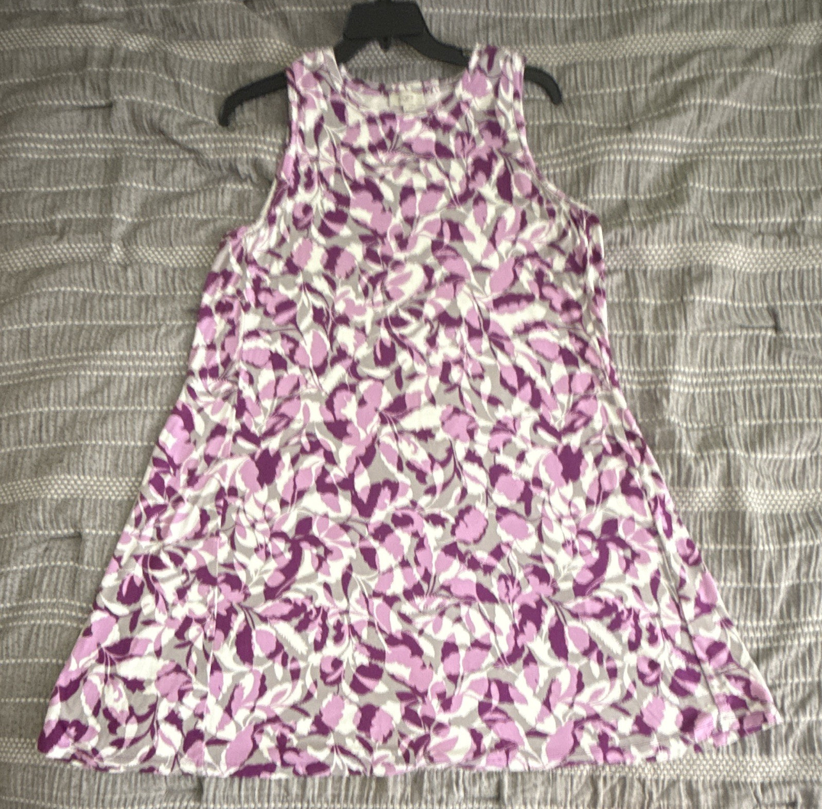 LOFT Outlet Purple/White Floral Round Neck Sleeveless Tank Long Dress XL