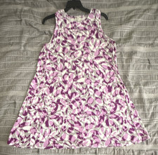 LOFT Outlet Purple/White Floral Round Neck Sleeveless Tank Long Dress XL