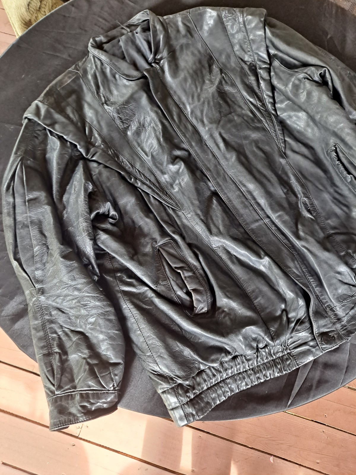 Yves Saint Laurent Giacca di Pelle Nappa Vintage Taglia XL Nero