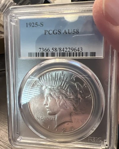 1925 S PCGS AU58 - Peace Dollar $1 US Coin