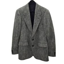 GANT Collegiate Men's Herringbone Blazer Jacket Black White Tweed Wool Blend 38R