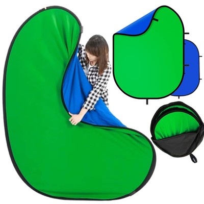 Blue Screen Green Screen Backdrop Double Sided Collapsible Green Screen wit