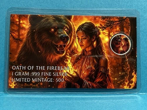 Hayleybug Mint "Oath of the Firebear" 1 Gram .999 Silver round in COA Card
