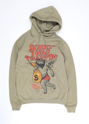 Fashion Nova Herren Hoodie Pullover grün XS mit Grafik