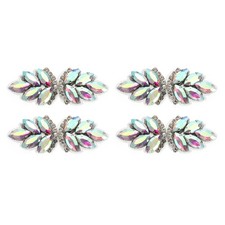 4Pcs Rhinestone Crystal Applique Beaded Patches AB Color/Silver White