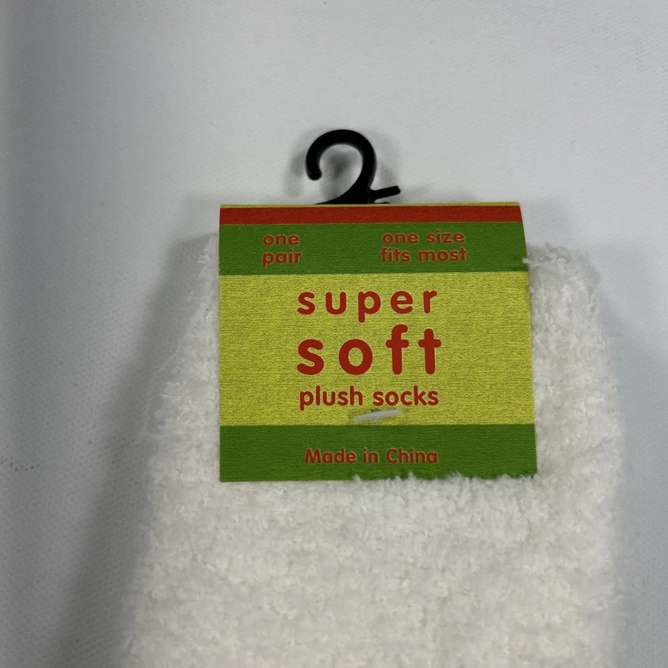 Calcetines De Colección Para Mujer Súper Suave Felpa Blanco Crew OSFM Mezcla Poliéster Talla 9-11 Foto 3 de 4