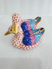 Herend porcelain rust fishnet courting nesting ducks 5036/VH