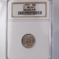 1874 Three Cent Nickel 3CN NGC Certified MS64