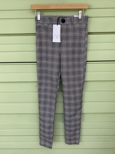 NEW ZARA Woman BROWN WHITE CHECKED 