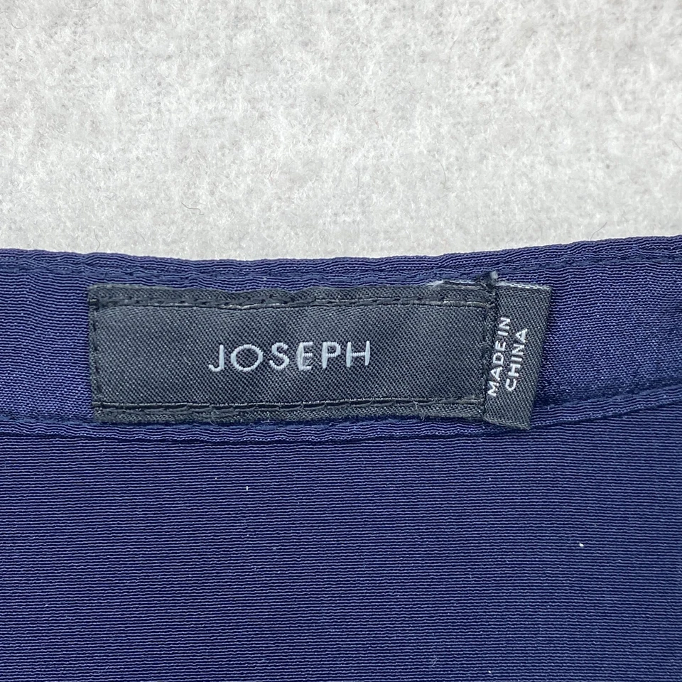 Blusa JOSEPH Top Mujer 40 S Seda Gran Tamaño Mandarín Popover Manga Globo Azul Foto 4 de 4