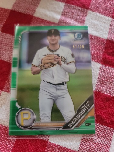 2019 Bowman Chrome Travis Swaggerty Green Mojo Refractor 72/99 - Pirates - Picture 1 of 2