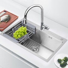304 Stainless Steel Waterfall Kitchen Sink Large Single Slot Integrated Digital
