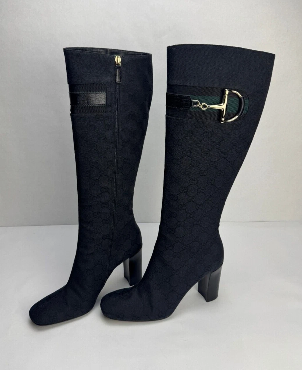 Bottes GUCCI Horsebit vintage #7,5 US 7,5 GG logo fermeture éclair 147686