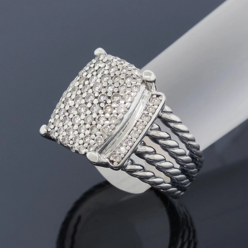 David Yurman White & Diamond Pave 925 Silver 16x12 Wheaton Ring Size 7.25 - Image 2 of 4