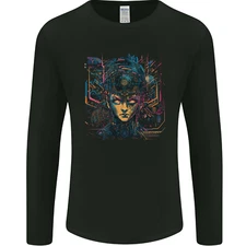 Futuristic Cyberpunk Girl Crypto Alien, Mens Long Sleeve T-Shirt