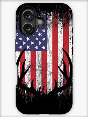 New Deer Hunting American Logo iPhone Tough Case 11-16 Pro Max Made in USA